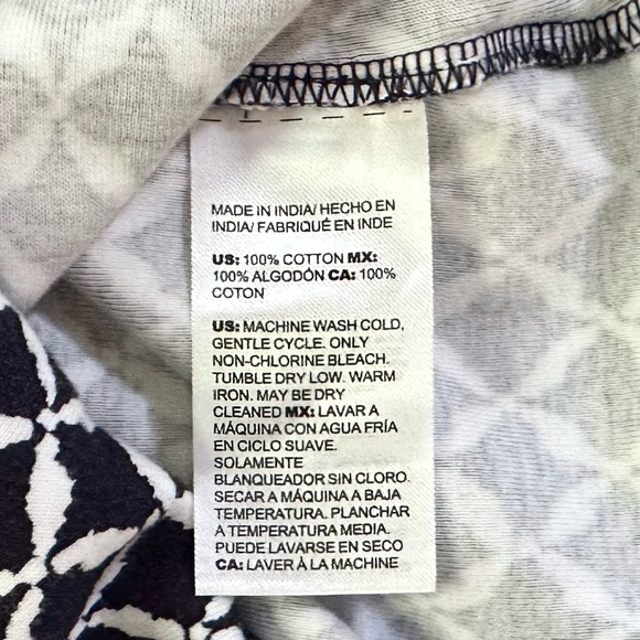 CHICO’S NWT XL 3 Cool Ikat Cotton Crew Neck Tee • Diamond Print Classic Navy - Picture 6 of 12